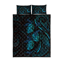 Hawaiian Mango Tribal Tattoo Quilt Bed Set Teal Pacific Traditional Pattern LT9 - Polynesian Pride