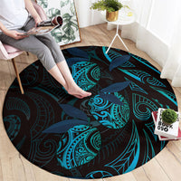 Hawaiian Mango Tribal Tattoo Round Carpet Teal Pacific Traditional Pattern LT9 - Polynesian Pride
