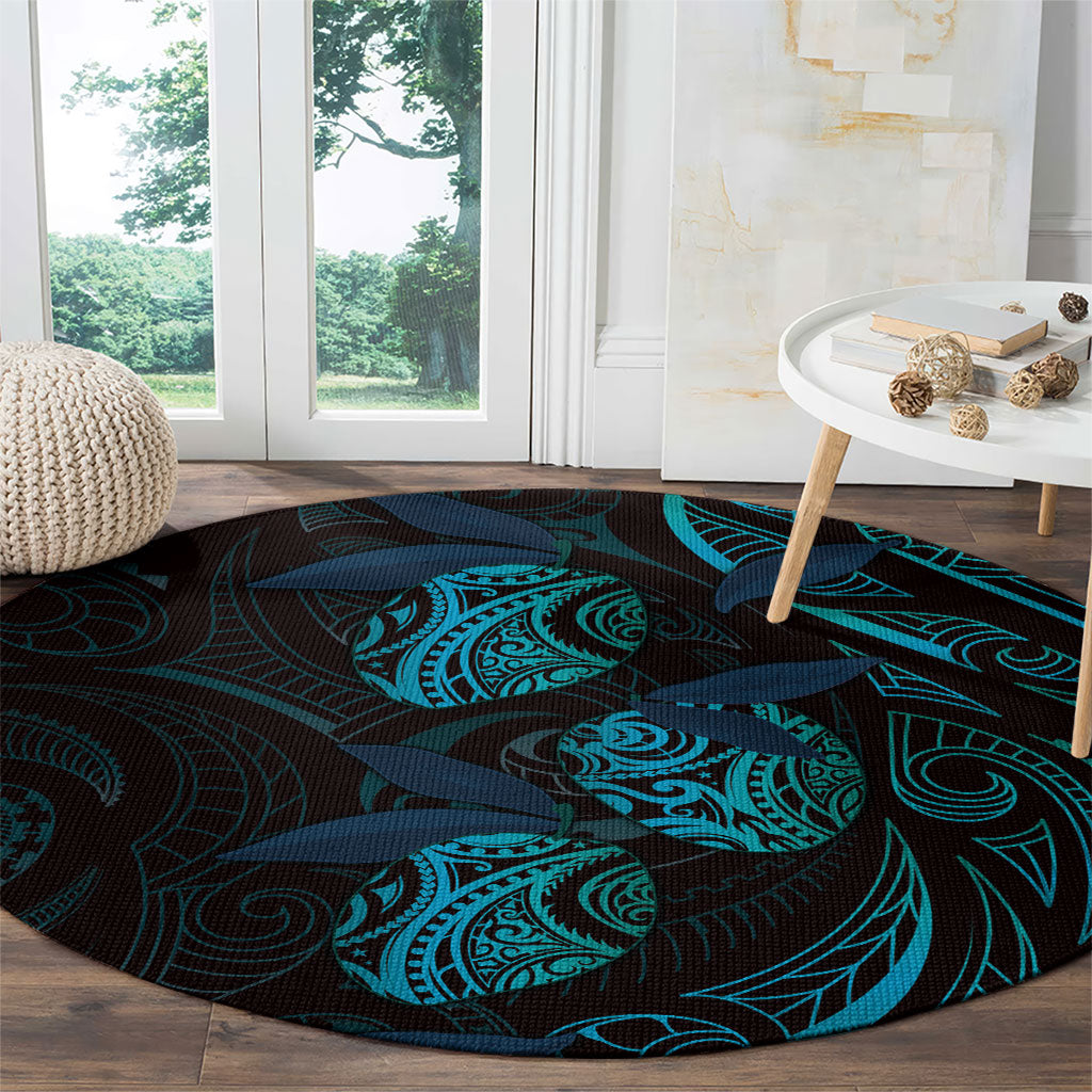 Hawaiian Mango Tribal Tattoo Round Carpet Teal Pacific Traditional Pattern LT9 - Polynesian Pride