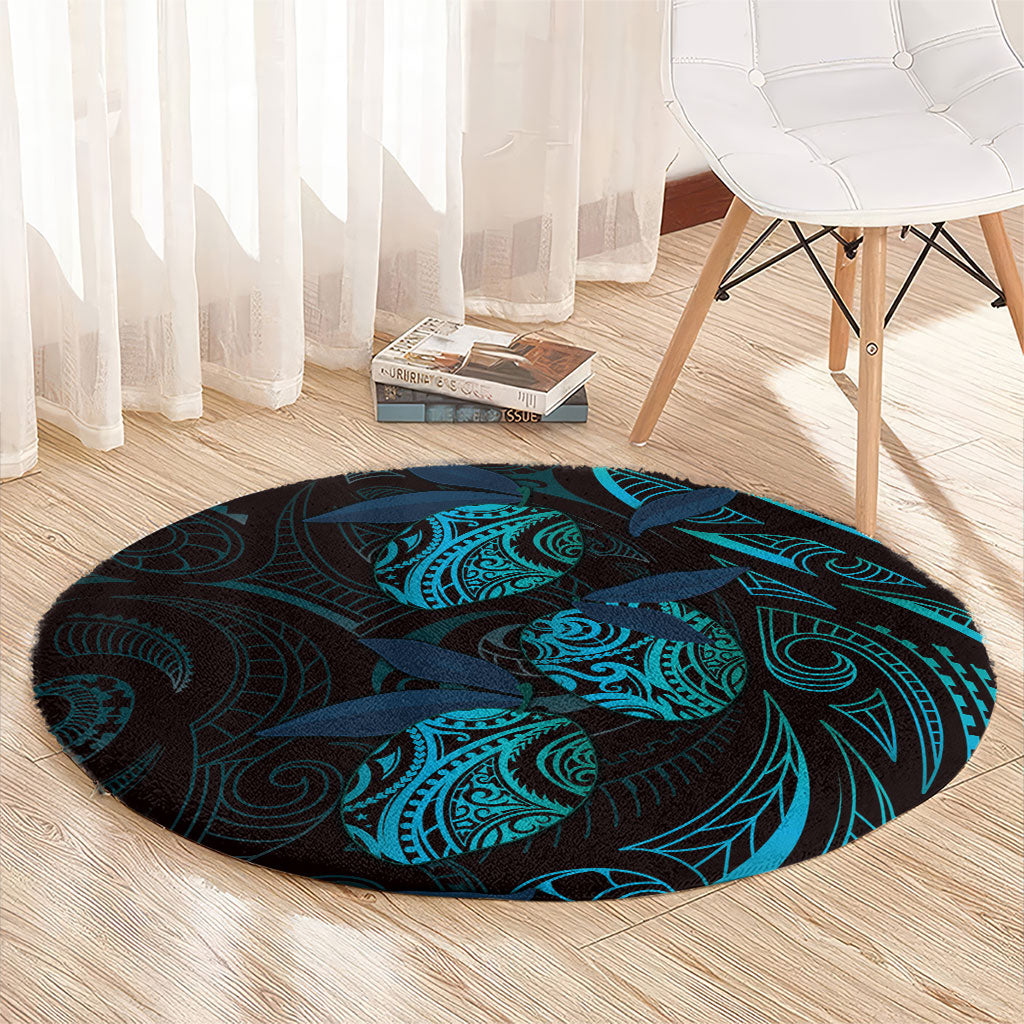 Hawaiian Mango Tribal Tattoo Round Carpet Teal Pacific Traditional Pattern LT9 - Polynesian Pride