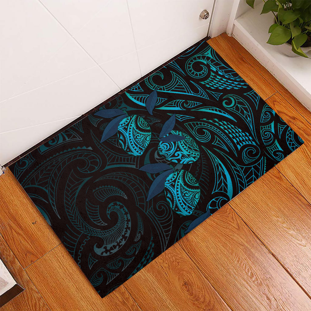 Hawaiian Mango Tribal Tattoo Rubber Doormat Teal Pacific Traditional Pattern LT9 - Polynesian Pride