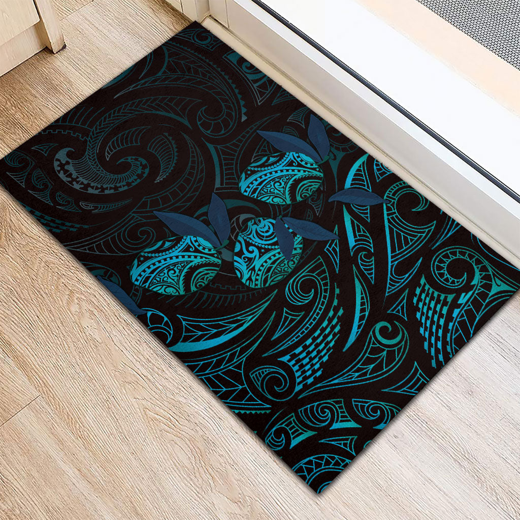 Hawaiian Mango Tribal Tattoo Rubber Doormat Teal Pacific Traditional Pattern LT9 - Polynesian Pride