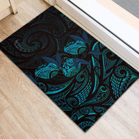 Hawaiian Mango Tribal Tattoo Rubber Doormat Teal Pacific Traditional Pattern LT9 - Polynesian Pride