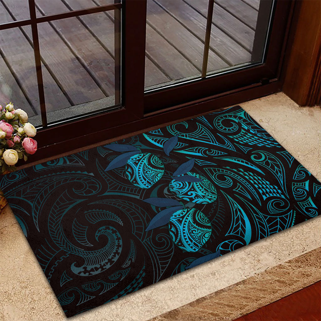 Hawaiian Mango Tribal Tattoo Rubber Doormat Teal Pacific Traditional Pattern LT9 - Polynesian Pride