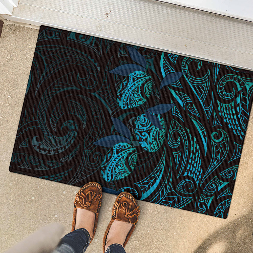 Hawaiian Mango Tribal Tattoo Rubber Doormat Teal Pacific Traditional Pattern LT9 - Polynesian Pride