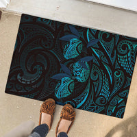 Hawaiian Mango Tribal Tattoo Rubber Doormat Teal Pacific Traditional Pattern LT9 - Polynesian Pride