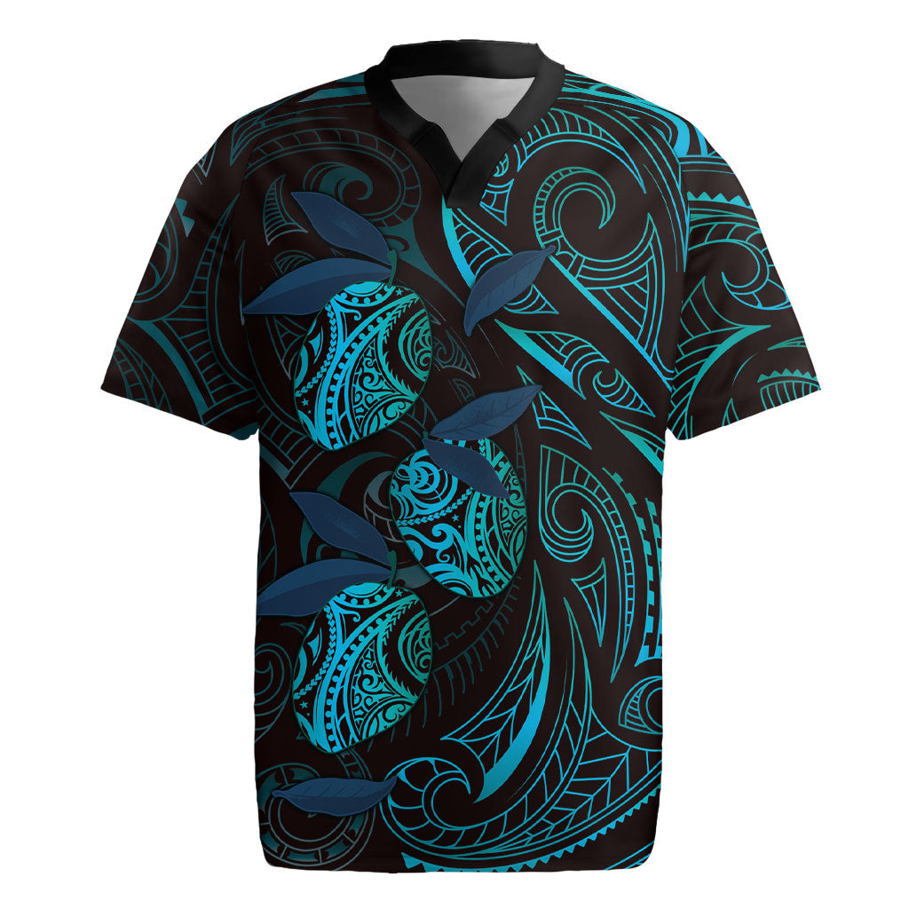 Hawaiian Mango Tribal Tattoo Rugby Jersey Teal Pacific Traditional Pattern LT9 Teal - Polynesian Pride