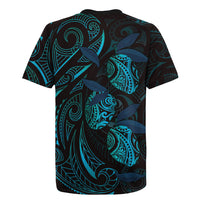 Hawaiian Mango Tribal Tattoo Rugby Jersey Teal Pacific Traditional Pattern LT9 - Polynesian Pride