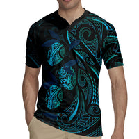 Hawaiian Mango Tribal Tattoo Rugby Jersey Teal Pacific Traditional Pattern LT9 - Polynesian Pride