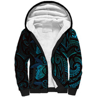 Hawaiian Mango Tribal Tattoo Sherpa Hoodie Teal Pacific Traditional Pattern LT9 Unisex Teal - Polynesian Pride