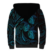 Hawaiian Mango Tribal Tattoo Sherpa Hoodie Teal Pacific Traditional Pattern LT9 - Polynesian Pride