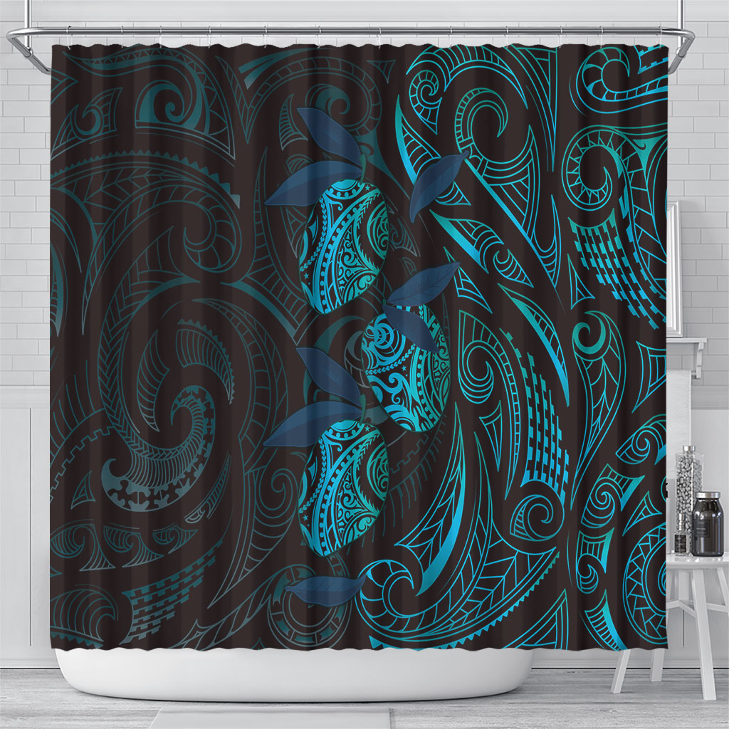 Hawaiian Mango Tribal Tattoo Shower Curtain Teal Pacific Traditional Pattern LT9 - Polynesian Pride