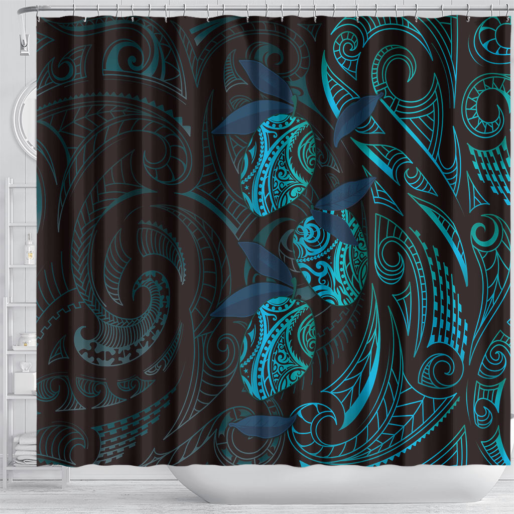 Hawaiian Mango Tribal Tattoo Shower Curtain Teal Pacific Traditional Pattern LT9 - Polynesian Pride
