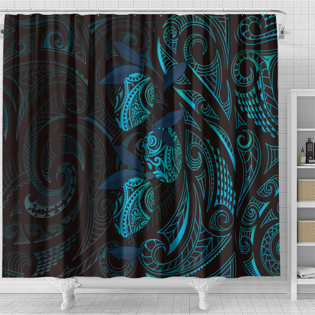 Hawaiian Mango Tribal Tattoo Shower Curtain Teal Pacific Traditional Pattern LT9 - Polynesian Pride