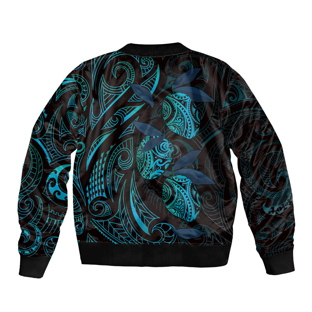 Hawaiian Mango Tribal Tattoo Sleeve Zip Bomber Jacket Teal Pacific Traditional Pattern LT9 - Polynesian Pride