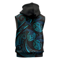 Hawaiian Mango Tribal Tattoo Sleeveless Hoodie Teal Pacific Traditional Pattern LT9 - Polynesian Pride