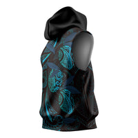 Hawaiian Mango Tribal Tattoo Sleeveless Hoodie Teal Pacific Traditional Pattern LT9 - Polynesian Pride