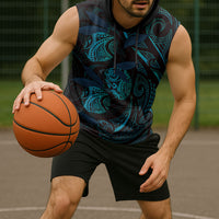 Hawaiian Mango Tribal Tattoo Sleeveless Hoodie Teal Pacific Traditional Pattern LT9 - Polynesian Pride