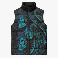 Hawaiian Mango Tribal Tattoo Sleeveless Puffer Jacket Teal Pacific Traditional Pattern LT9 Unisex Teal - Polynesian Pride