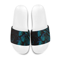 Hawaiian Mango Tribal Tattoo Slide Sandals Teal Pacific Traditional Pattern LT9 Teal - Polynesian Pride