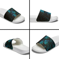 Hawaiian Mango Tribal Tattoo Slide Sandals Teal Pacific Traditional Pattern LT9 - Polynesian Pride