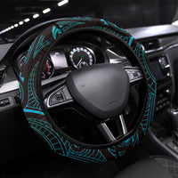 Hawaiian Mango Tribal Tattoo Steering Wheel Cover Teal Pacific Traditional Pattern LT9 Universal Fit Teal - Polynesian Pride
