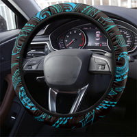 Hawaiian Mango Tribal Tattoo Steering Wheel Cover Teal Pacific Traditional Pattern LT9 - Polynesian Pride