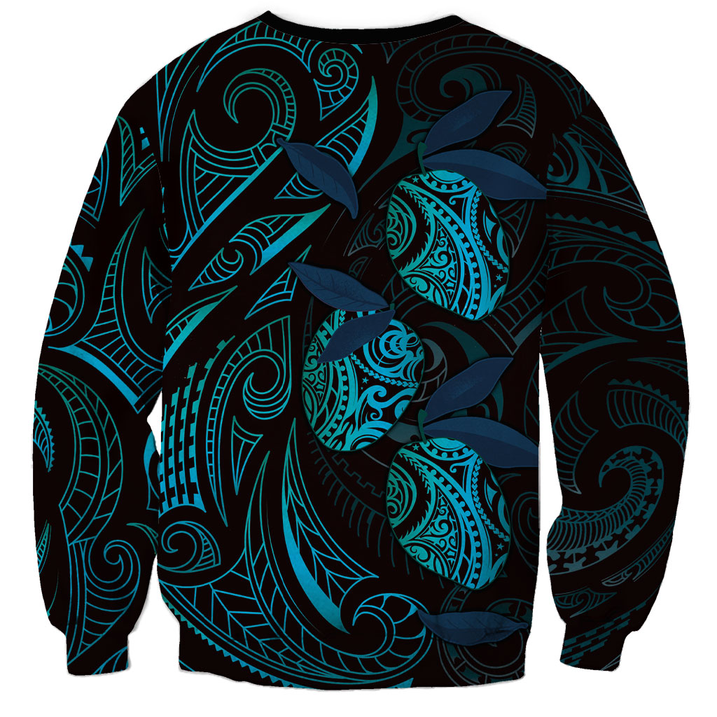 Hawaiian Mango Tribal Tattoo Sweatshirt Teal Pacific Traditional Pattern LT9 - Polynesian Pride