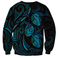 Hawaiian Mango Tribal Tattoo Sweatshirt Teal Pacific Traditional Pattern LT9 - Polynesian Pride