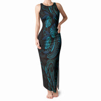 Hawaiian Mango Tribal Tattoo Tank Maxi Dress Teal Pacific Traditional Pattern LT9 Women Teal - Polynesian Pride
