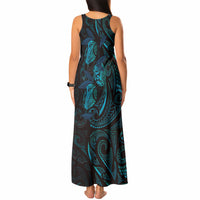 Hawaiian Mango Tribal Tattoo Tank Maxi Dress Teal Pacific Traditional Pattern LT9 - Polynesian Pride