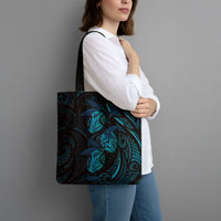 Hawaiian Mango Tribal Tattoo Tote Bag Teal Pacific Traditional Pattern LT9 - Polynesian Pride