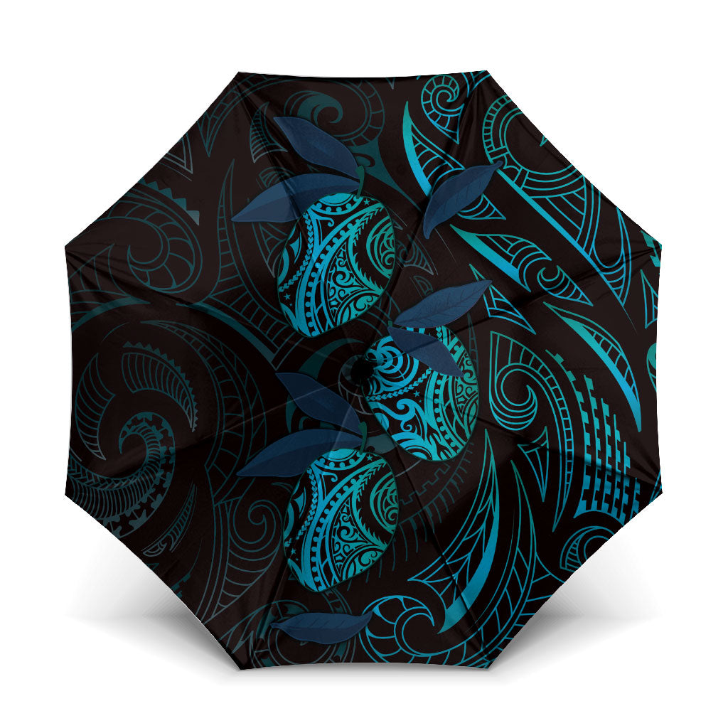 Hawaiian Mango Tribal Tattoo Umbrella Teal Pacific Traditional Pattern LT9 One Size Folded 11.42 inch Opened Diameter 37.4 inch Teal - Polynesian Pride