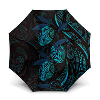 Hawaiian Mango Tribal Tattoo Umbrella Teal Pacific Traditional Pattern LT9 One Size Folded 11.42 inch Opened Diameter 37.4 inch Teal - Polynesian Pride
