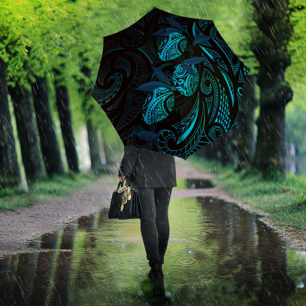 Hawaiian Mango Tribal Tattoo Umbrella Teal Pacific Traditional Pattern LT9 - Polynesian Pride