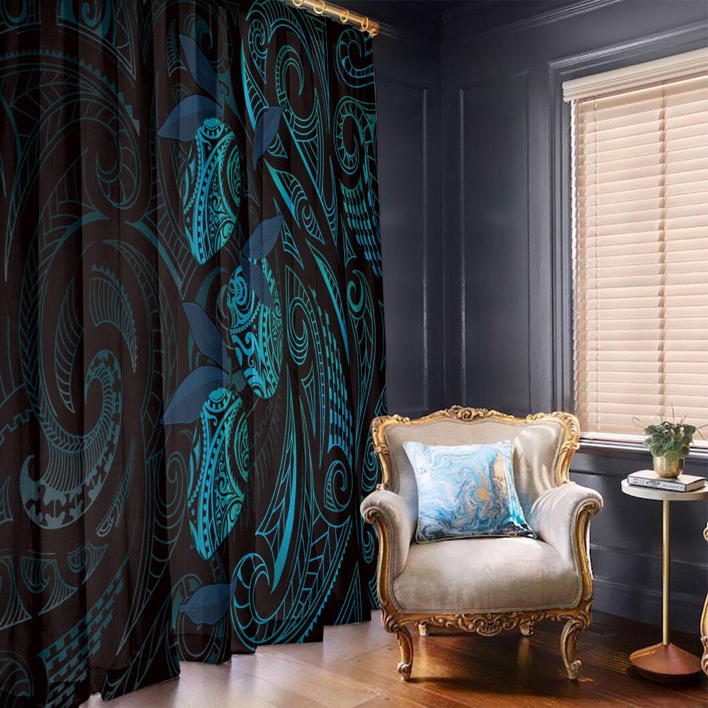 Hawaiian Mango Tribal Tattoo Window Curtain Teal Pacific Traditional Pattern LT9 - Polynesian Pride