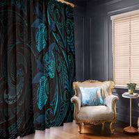 Hawaiian Mango Tribal Tattoo Window Curtain Teal Pacific Traditional Pattern LT9 - Polynesian Pride