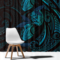 Hawaiian Mango Tribal Tattoo Window Curtain Teal Pacific Traditional Pattern LT9 - Polynesian Pride