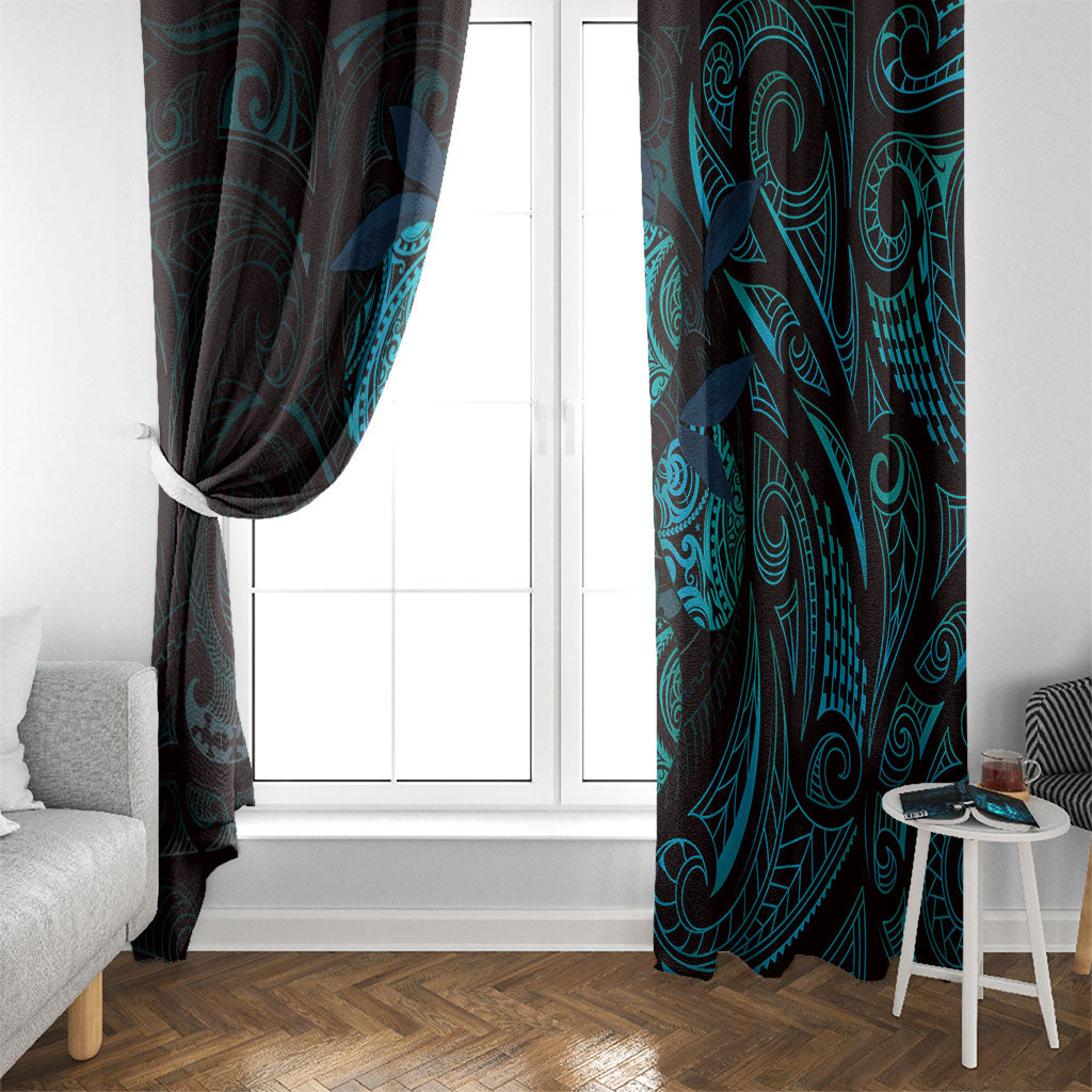 Hawaiian Mango Tribal Tattoo Window Curtain Teal Pacific Traditional Pattern LT9 - Polynesian Pride