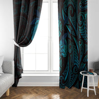 Hawaiian Mango Tribal Tattoo Window Curtain Teal Pacific Traditional Pattern LT9 - Polynesian Pride