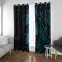 Hawaiian Mango Tribal Tattoo Window Curtain Teal Pacific Traditional Pattern LT9 With Grommets Teal - Polynesian Pride