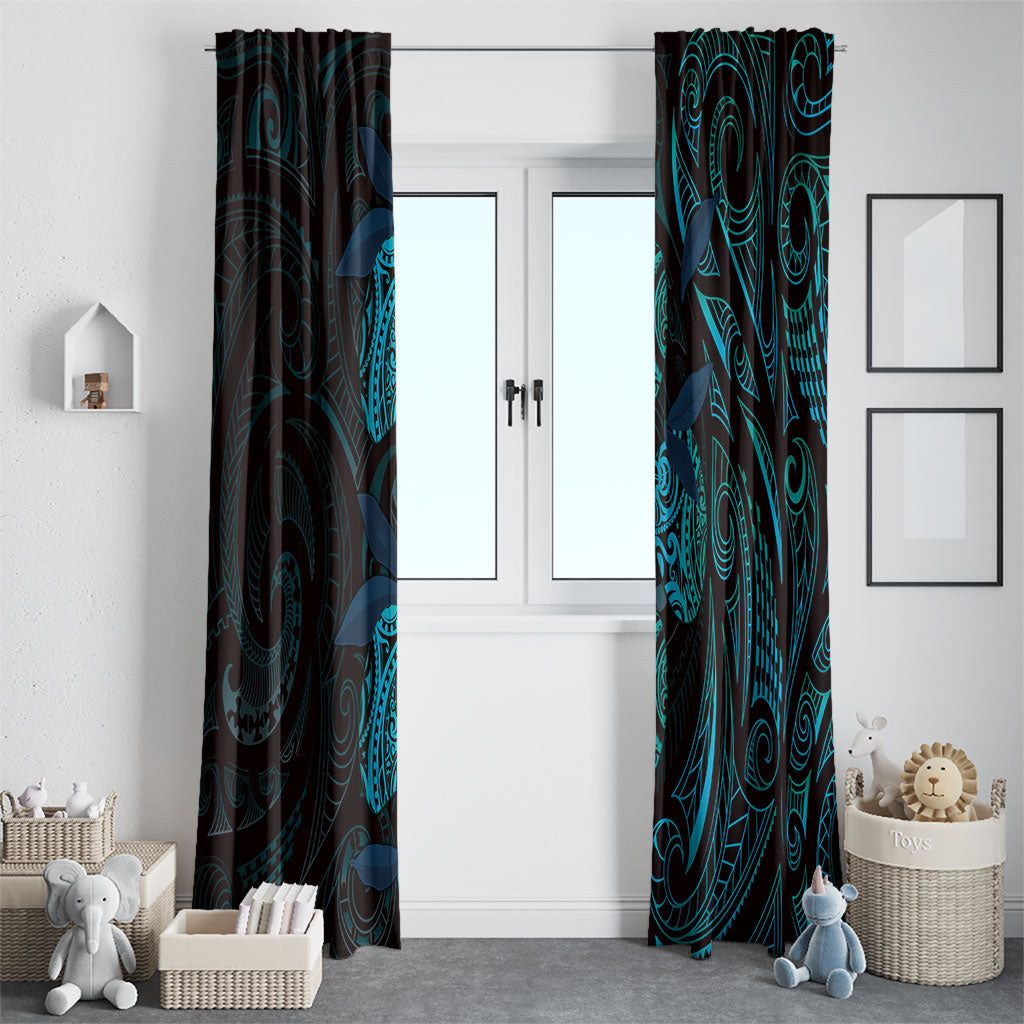 Hawaiian Mango Tribal Tattoo Window Curtain Teal Pacific Traditional Pattern LT9 - Polynesian Pride