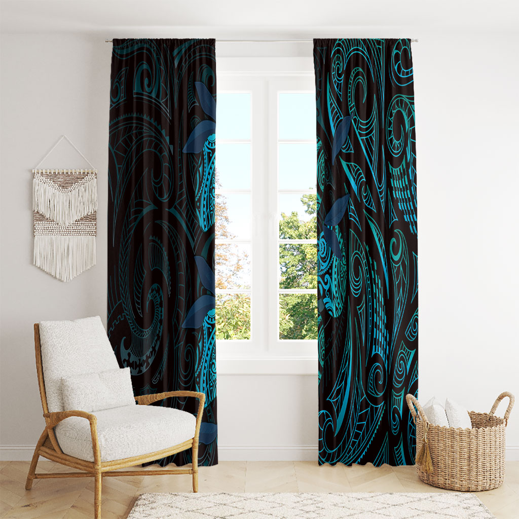 Hawaiian Mango Tribal Tattoo Window Curtain Teal Pacific Traditional Pattern LT9 - Polynesian Pride