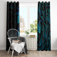 Hawaiian Mango Tribal Tattoo Window Curtain Teal Pacific Traditional Pattern LT9 - Polynesian Pride