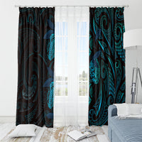 Hawaiian Mango Tribal Tattoo Window Curtain Teal Pacific Traditional Pattern LT9 - Polynesian Pride