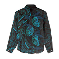 Hawaiian Mango Tribal Tattoo Women Casual Shirt Teal Pacific Traditional Pattern LT9 - Polynesian Pride