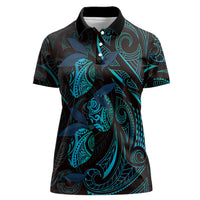 Hawaiian Mango Tribal Tattoo Women Polo Shirt Teal Pacific Traditional Pattern LT9 Female Teal - Polynesian Pride
