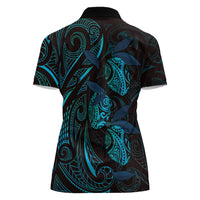 Hawaiian Mango Tribal Tattoo Women Polo Shirt Teal Pacific Traditional Pattern LT9 - Polynesian Pride