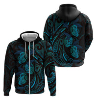 Hawaiian Mango Tribal Tattoo Zip Hoodie Teal Pacific Traditional Pattern LT9 - Polynesian Pride