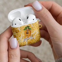 Hawaiian Mango Ukulele AirPods Case Retro Yellow Hibiscus Pikake Lei LT9 - Polynesian Pride